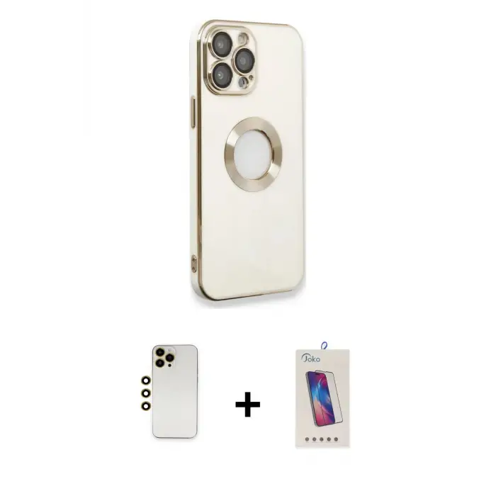 ieg™ iPhone 13 Pro Max Kılıf İz Form Serisi - Siyah Joko 5D Cam + Shine Kamera Lens - GD