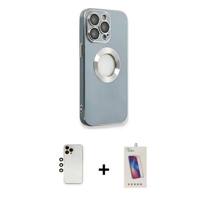 ieg™ iPhone 13 Pro Max Kılıf İz Form Serisi - Siyah Joko 5D Cam + Shine Kamera Lens - GD