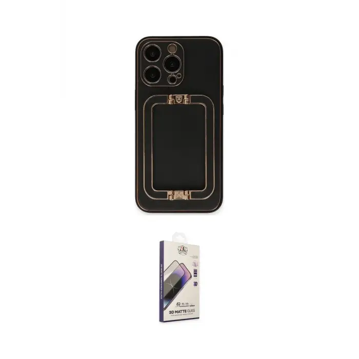 ieg™ iPhone 13 Pro Max Kılıf Kozmos Minimal Prime - Siyah Bilvis 3D Mat Cam Ekran Koruyucu