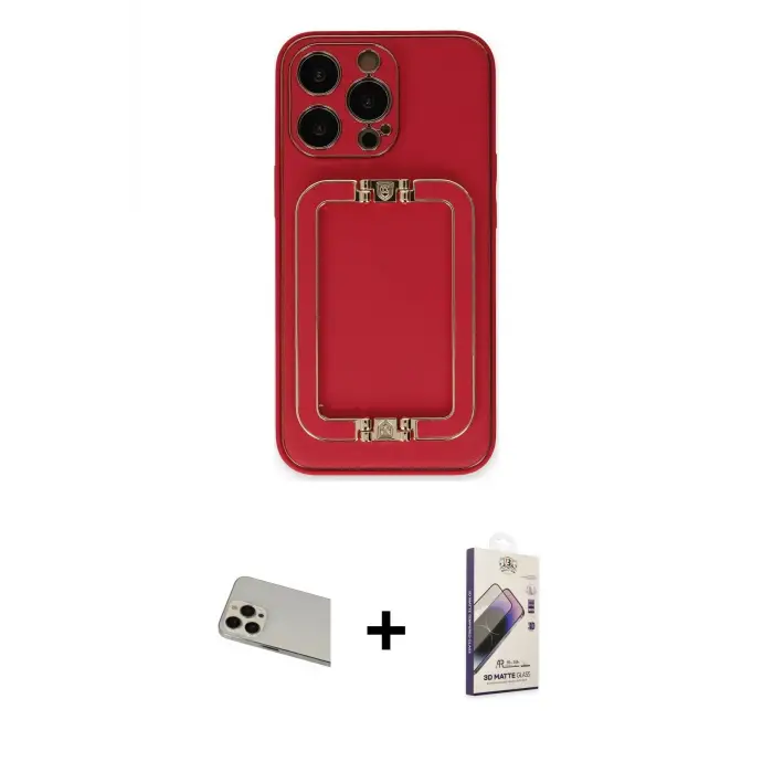 ieg™ iPhone 13 Pro Max Kılıf Kozmos Minimal Prime - Siyah Bilvis 3D Mat Cam Ekran Koruyucu + Rainbow Kamera Lens Koruma Cam - REGD
