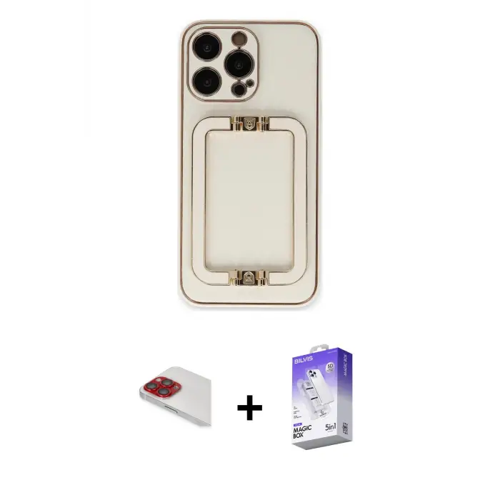 ieg™ iPhone 13 Pro Max Kılıf Kozmos Minimal Prime - Siyah Bilvis 5in1 3D Magic Cam Ekran Koruyucu + Pers Alüminyum Kamera Lens - KI