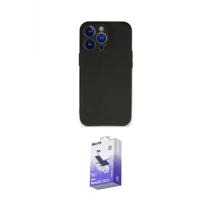 ieg™ iPhone 13 Pro Max Kılıf Kozmos Yansıma Özel Seri - Siyah Bilvis 5in1 5D Magic Hayalet Cam Ekran Koruyucu