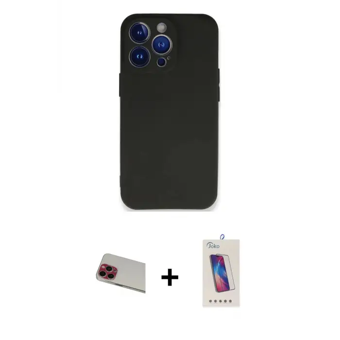 ieg™ iPhone 13 Pro Max Kılıf Kozmos Yansıma Özel Seri - Siyah Joko 5D Cam + Rainbow Kamera Lens Koruma Cam - KI