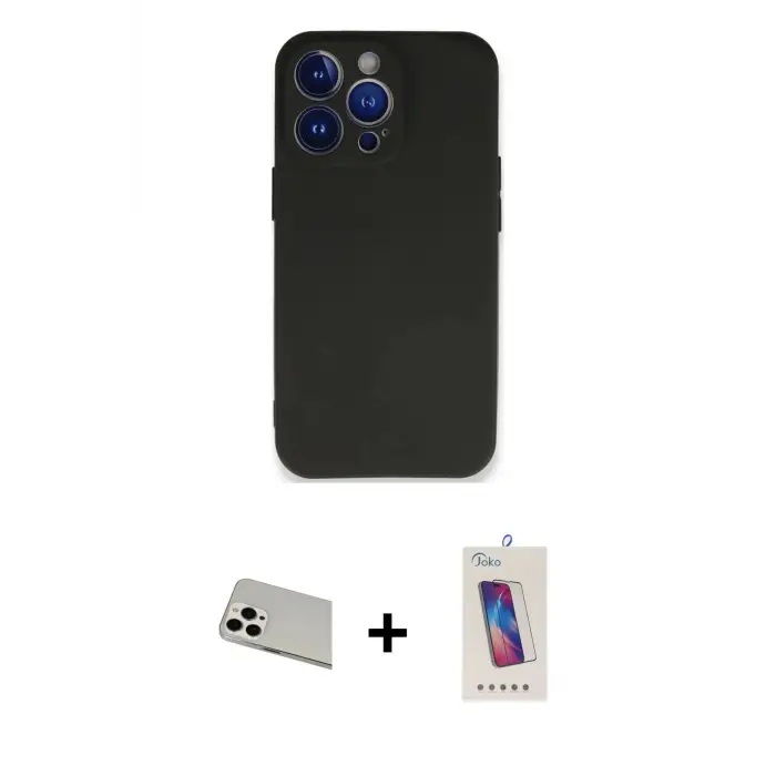 ieg™ iPhone 13 Pro Max Kılıf Kozmos Yansıma Özel Seri - Siyah Joko 5D Cam + Rainbow Kamera Lens Koruma Cam - BZ