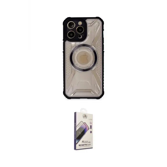 ieg™ iPhone 13 Pro Max Kılıf Kutup Modern - Siyah Bilvis 3D Mat Cam Ekran Koruyucu