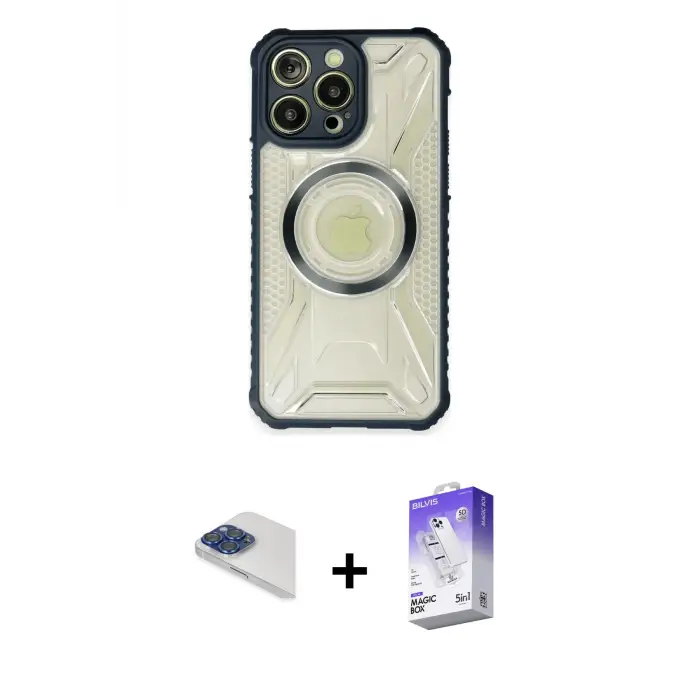 ieg™ iPhone 13 Pro Max Kılıf Kutup Modern - Siyah Bilvis 5in1 3D Magic Cam Ekran Koruyucu + Pers Alüminyum Kamera Lens - LT