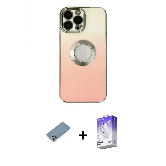 ieg™ iPhone 13 Pro Max Kılıf Kutup Yansıma Özel Seri - Siyah Bilvis 5in1 3D Magic Cam Ekran Koruyucu + Shine Kamera Lens Koruma Cam - GI