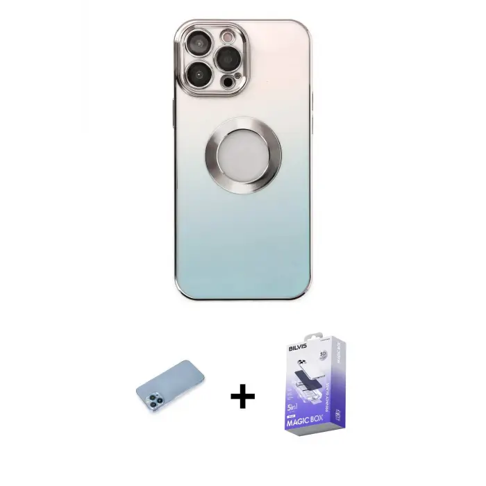 ieg™ iPhone 13 Pro Max Kılıf Kutup Yansıma Özel Seri - Siyah Bilvis 5in1 5D Magic Hayalet Cam Ekran Koruyucu + Shine Kamera Lens Koruma Cam - MI