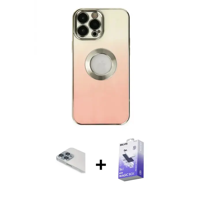 ieg™ iPhone 13 Pro Max Kılıf Kutup Yansıma Özel Seri - Siyah Bilvis 5in1 5D Magic Hayalet Cam Ekran Koruyucu + Pers Alüminyum Kamera Lens - SABE