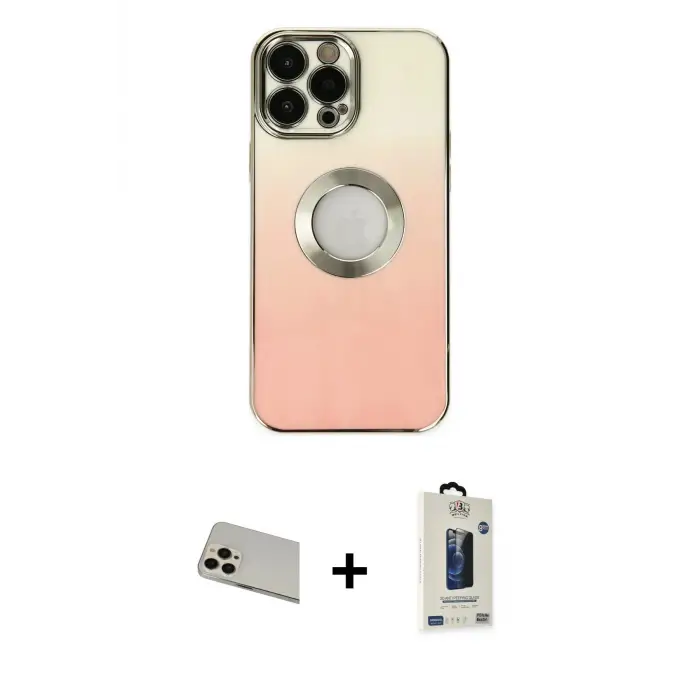 ieg™ iPhone 13 Pro Max Kılıf Kutup Yansıma Özel Seri - Siyah Bilvis Hayalet Cam Ekran Koruyucu + Rainbow Kamera Lens Koruma Cam - REGD