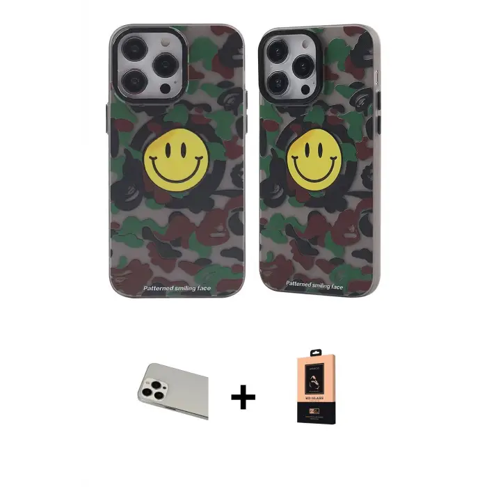 ieg™ iPhone 13 Pro Max Kılıf Nova Doku Koleksiyonu - Şeffaf Maxco Cam Ekran Koruyucu + Rainbow Kamera Lens Koruma Cam - BZ