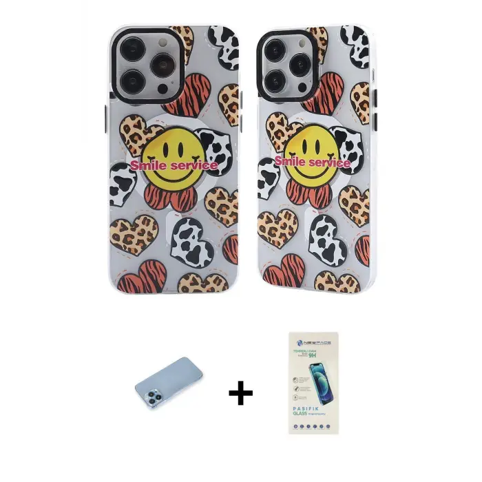 ieg™ iPhone 13 Pro Max Kılıf Nova Doku Koleksiyonu - Şeffaf Pasifik Cam Ekran Koruyucu + Shine Kamera Lens Koruma Cam - MI