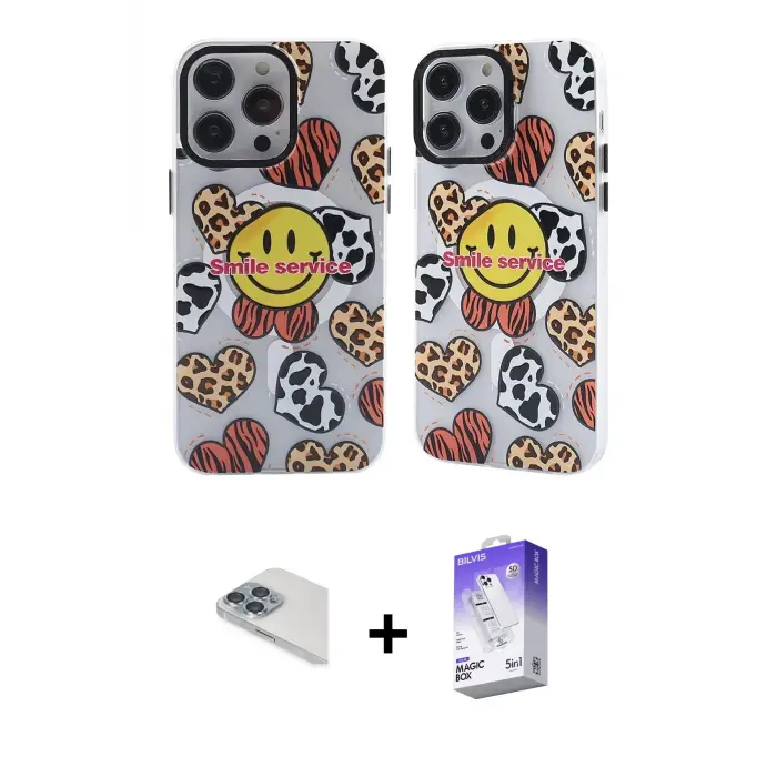 ieg™ iPhone 13 Pro Max Kılıf Nova Doku Koleksiyonu - Siyah Bilvis 5in1 3D Magic Cam Ekran Koruyucu + Pers Alüminyum Kamera Lens - SABE
