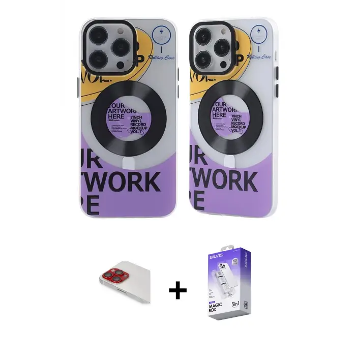 ieg™ iPhone 13 Pro Max Kılıf Nova Doku Koleksiyonu - Siyah Bilvis 5in1 3D Magic Cam Ekran Koruyucu + Pers Alüminyum Kamera Lens - KI