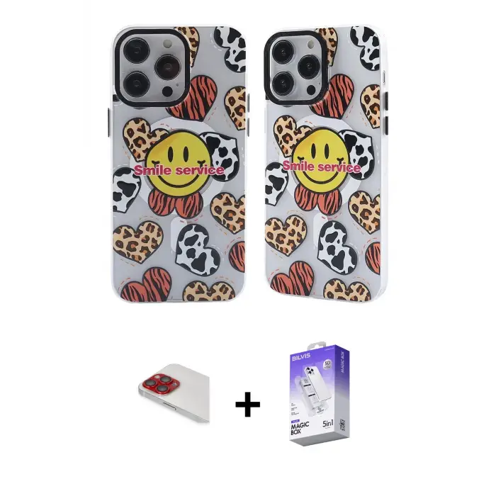 ieg™ iPhone 13 Pro Max Kılıf Nova Doku Koleksiyonu - Siyah Bilvis 5in1 3D Magic Cam Ekran Koruyucu + Pers Alüminyum Kamera Lens - KI