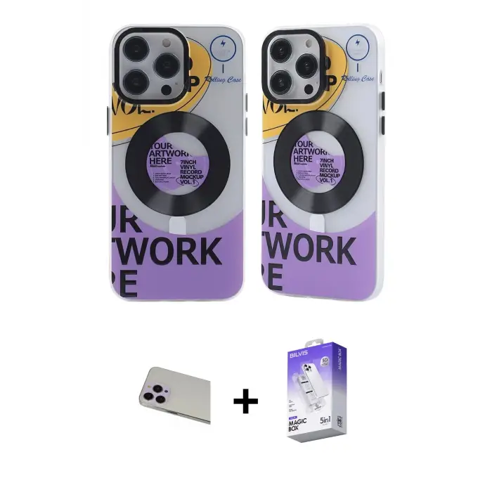 ieg™ iPhone 13 Pro Max Kılıf Nova Doku Koleksiyonu - Siyah Bilvis 5in1 3D Magic Cam Ekran Koruyucu + Rainbow Kamera Lens Koruma Cam - MR