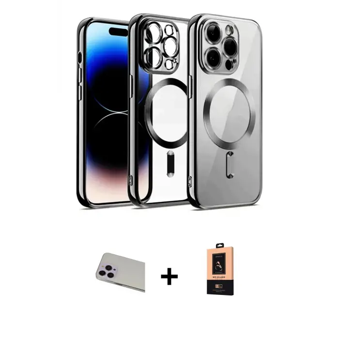 ieg™ iPhone 13 Pro Max Kılıf Nova Işık Özel Seri - Şeffaf Maxco Cam Ekran Koruyucu + Rainbow Kamera Lens Koruma Cam - MR