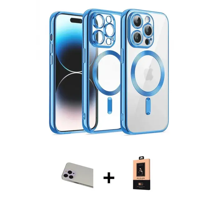 ieg™ iPhone 13 Pro Max Kılıf Nova Işık Özel Seri - Şeffaf Maxco Cam Ekran Koruyucu + Rainbow Kamera Lens Koruma Cam - MR