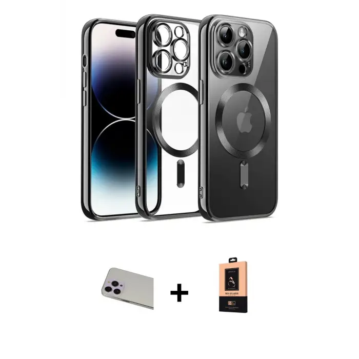ieg™ iPhone 13 Pro Max Kılıf Nova Işık Özel Seri - Şeffaf Maxco Cam Ekran Koruyucu + Rainbow Kamera Lens Koruma Cam - MR