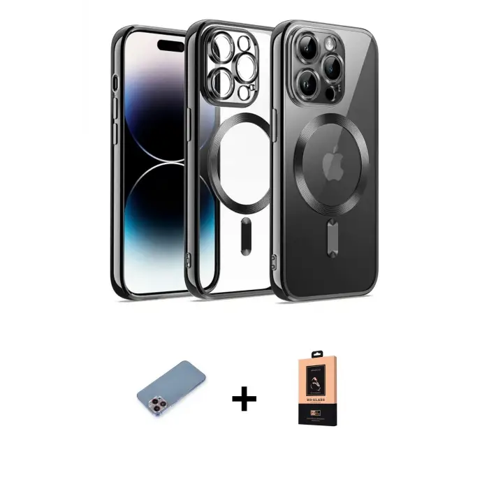 ieg™ iPhone 13 Pro Max Kılıf Nova Işık Özel Seri - Şeffaf Maxco Cam Ekran Koruyucu + Shine Kamera Lens Koruma Cam - PE