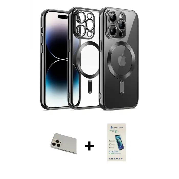 ieg™ iPhone 13 Pro Max Kılıf Nova Işık Özel Seri - Şeffaf Pasifik Cam Ekran Koruyucu + Rainbow Kamera Lens Koruma Cam - REGD