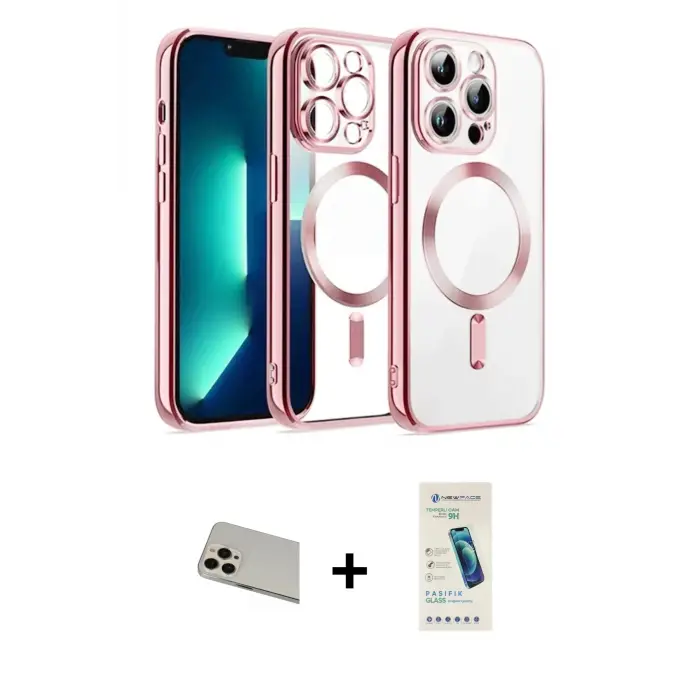 ieg™ iPhone 13 Pro Max Kılıf Nova Işık Özel Seri - Şeffaf Pasifik Cam Ekran Koruyucu + Rainbow Kamera Lens Koruma Cam - REGD