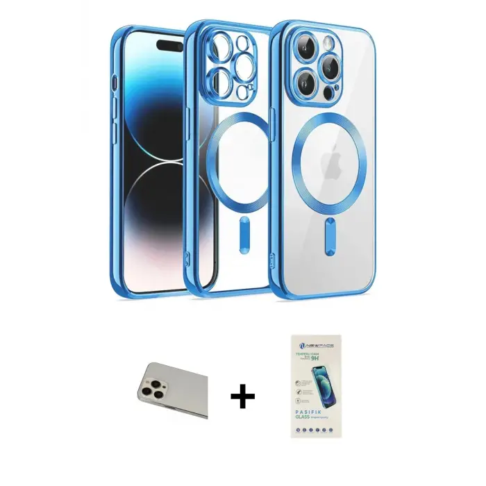 ieg™ iPhone 13 Pro Max Kılıf Nova Işık Özel Seri - Şeffaf Pasifik Cam Ekran Koruyucu + Rainbow Kamera Lens Koruma Cam - REGD
