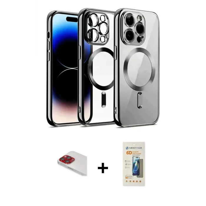 ieg™ iPhone 13 Pro Max Kılıf Nova Işık Özel Seri - Siyah 6D Mat Seramik Hayalet Nano Ekran Koruyucu + Pers Alüminyum Kamera Lens - KI