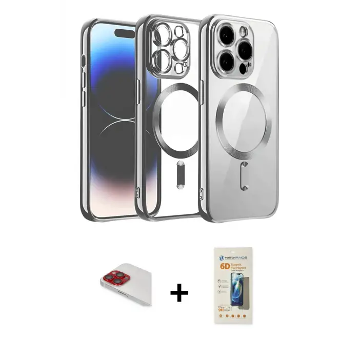 ieg™ iPhone 13 Pro Max Kılıf Nova Işık Özel Seri - Siyah 6D Mat Seramik Hayalet Nano Ekran Koruyucu + Pers Alüminyum Kamera Lens - KI