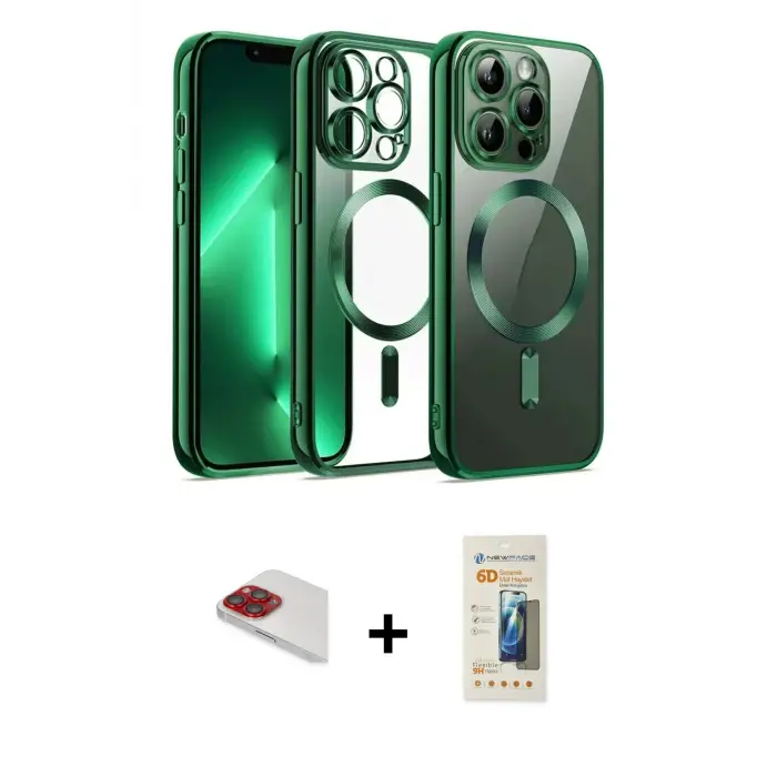 ieg™ iPhone 13 Pro Max Kılıf Nova Işık Özel Seri - Siyah 6D Mat Seramik Hayalet Nano Ekran Koruyucu + Pers Alüminyum Kamera Lens - KI
