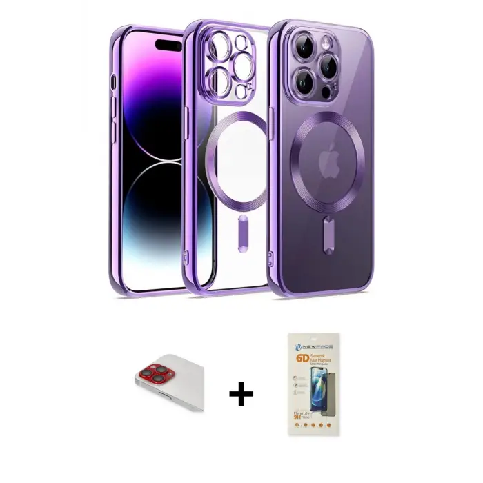 ieg™ iPhone 13 Pro Max Kılıf Nova Işık Özel Seri - Siyah 6D Mat Seramik Hayalet Nano Ekran Koruyucu + Pers Alüminyum Kamera Lens - KI