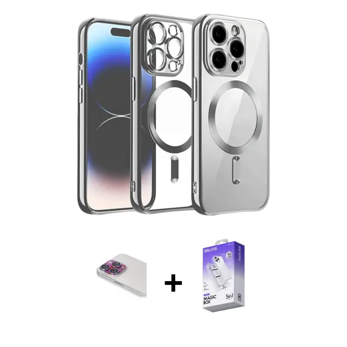 ieg™ iPhone 13 Pro Max Kılıf Nova Işık Özel Seri - Siyah Bilvis 5in1 3D Magic Cam Ekran Koruyucu + Pers Alüminyum Kamera Lens - GI