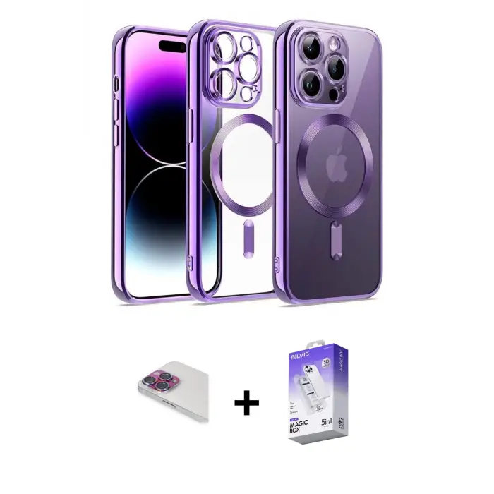 ieg™ iPhone 13 Pro Max Kılıf Nova Işık Özel Seri - Siyah Bilvis 5in1 3D Magic Cam Ekran Koruyucu + Pers Alüminyum Kamera Lens - GI