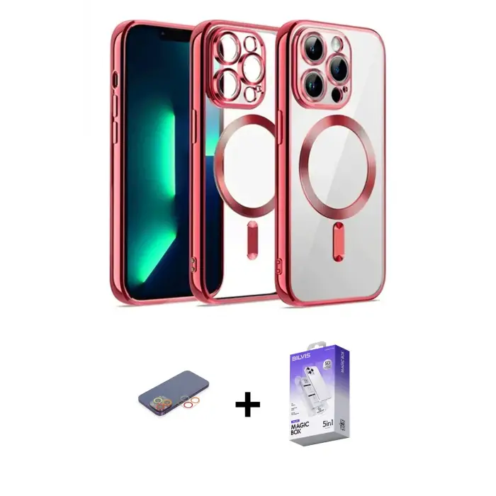 ieg™ iPhone 13 Pro Max Kılıf Nova Işık Özel Seri - Siyah Bilvis 5in1 3D Magic Cam Ekran Koruyucu + Renkli Kamera Lens Koruma Cam - TU
