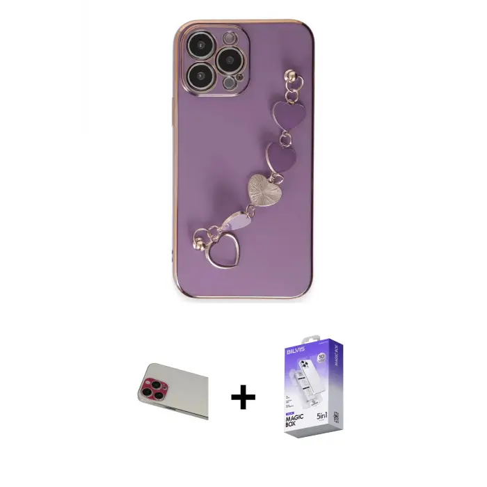 ieg™ iPhone 13 Pro Max Kılıf Nova Işık Prime - Siyah Bilvis 5in1 3D Magic Cam Ekran Koruyucu + Rainbow Kamera Lens Koruma Cam - KI