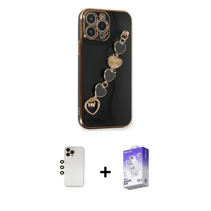 ieg™ iPhone 13 Pro Max Kılıf Nova Işık Prime - Siyah Bilvis 5in1 3D Magic Cam Ekran Koruyucu + Shine Kamera Lens - GD