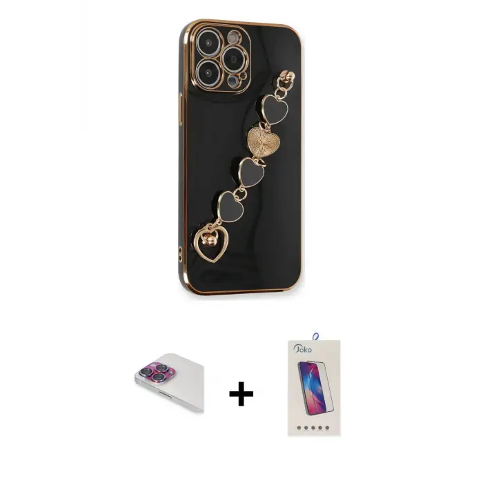 ieg™ iPhone 13 Pro Max Kılıf Nova Işık Prime - Siyah Joko 5D Cam + Pers Alüminyum Kamera Lens - GI