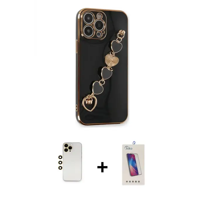 ieg™ iPhone 13 Pro Max Kılıf Nova Işık Prime - Siyah Joko 5D Cam + Shine Kamera Lens - GD