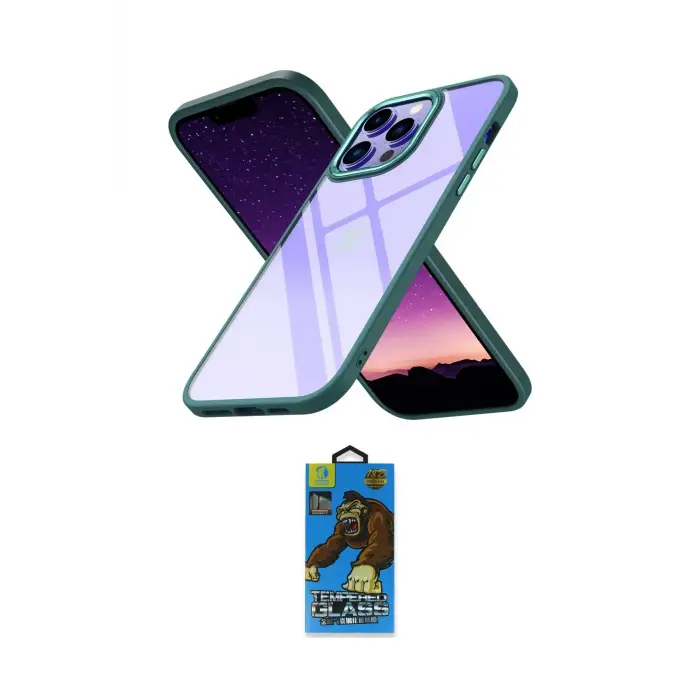 ieg™ iPhone 13 Pro Max Kılıf Nova Işık Serisi - Siyah 18D Cam Ekran Koruyucu