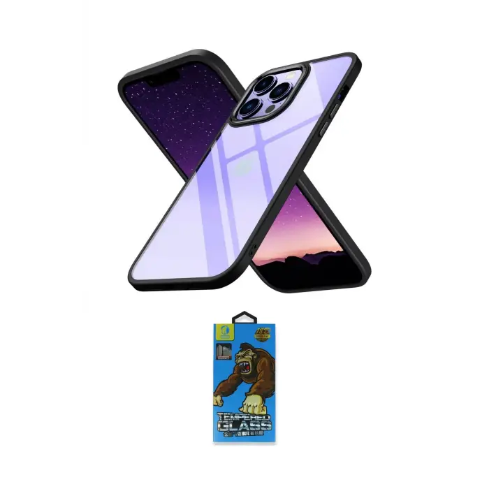 ieg™ iPhone 13 Pro Max Kılıf Nova Işık Serisi - Siyah 18D Cam Ekran Koruyucu
