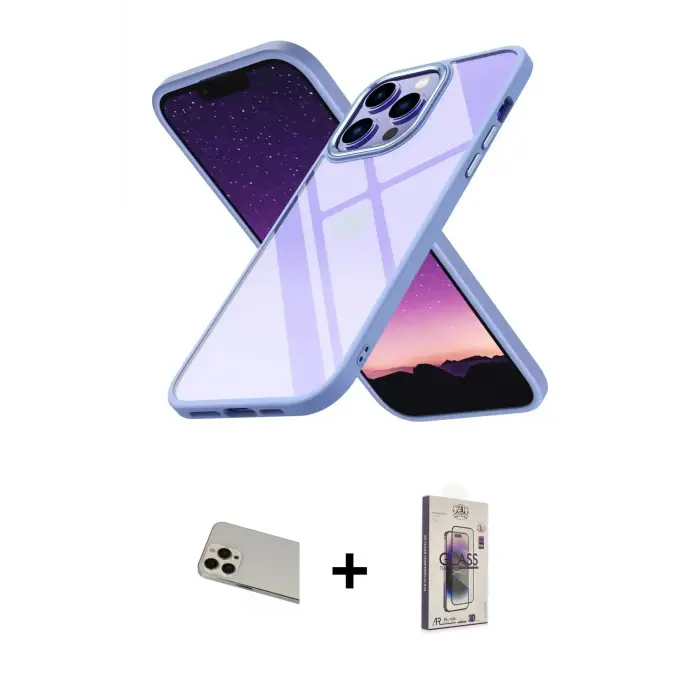 ieg™ iPhone 13 Pro Max Kılıf Nova Işık Serisi - Siyah Bilvis 3D Cam Ekran Koruyucu + Rainbow Kamera Lens Koruma Cam - REGD
