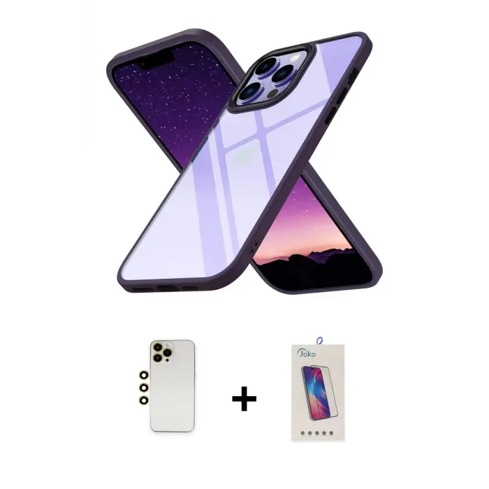ieg™ iPhone 13 Pro Max Kılıf Nova Işık Serisi - Siyah Joko 5D Cam + Shine Kamera Lens - GD