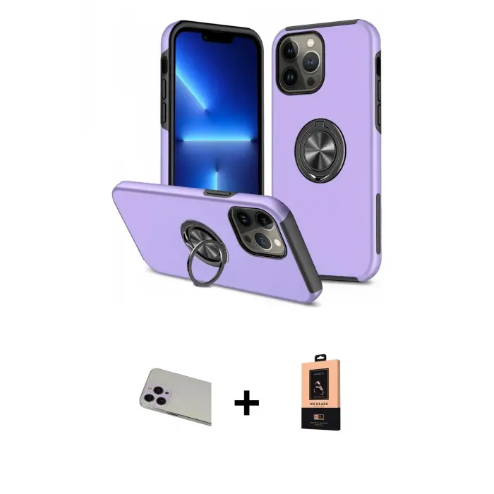 ieg™ iPhone 13 Pro Max Kılıf Odak Form Prime - Şeffaf Maxco Cam Ekran Koruyucu + Rainbow Kamera Lens Koruma Cam - MR