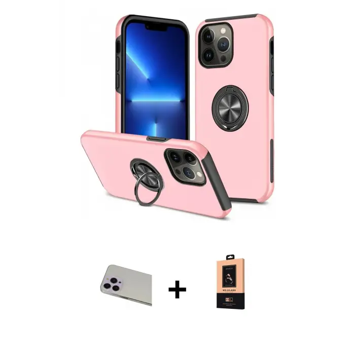 ieg™ iPhone 13 Pro Max Kılıf Odak Form Prime - Şeffaf Maxco Cam Ekran Koruyucu + Rainbow Kamera Lens Koruma Cam - MR