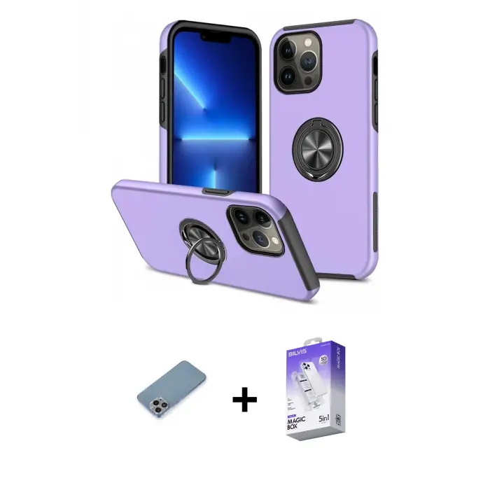 ieg™ iPhone 13 Pro Max Kılıf Odak Form Prime - Siyah Bilvis 5in1 3D Magic Cam Ekran Koruyucu + Shine Kamera Lens Koruma Cam - GI