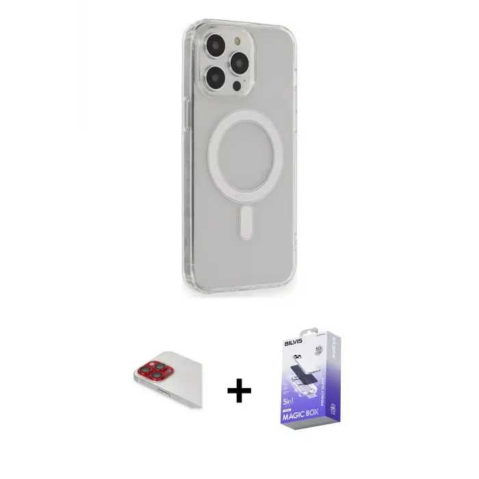 ieg™ iPhone 13 Pro Max Kılıf Pusula Çizgi Koleksiyonu - Siyah Bilvis 5in1 5D Magic Hayalet Cam Ekran Koruyucu + Pers Alüminyum Kamera Lens - KI