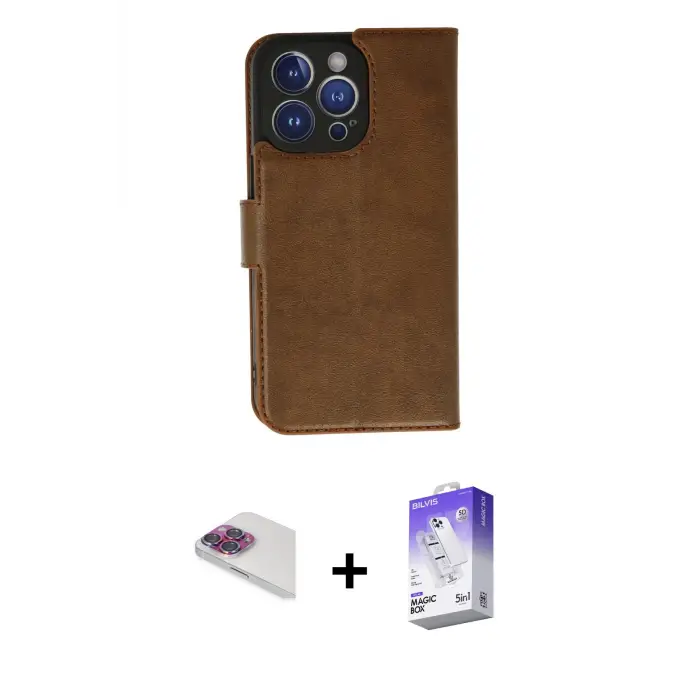 ieg™ iPhone 13 Pro Max Kılıf Siluet Işık Serisi - Siyah Bilvis 5in1 3D Magic Cam Ekran Koruyucu + Pers Alüminyum Kamera Lens - GI