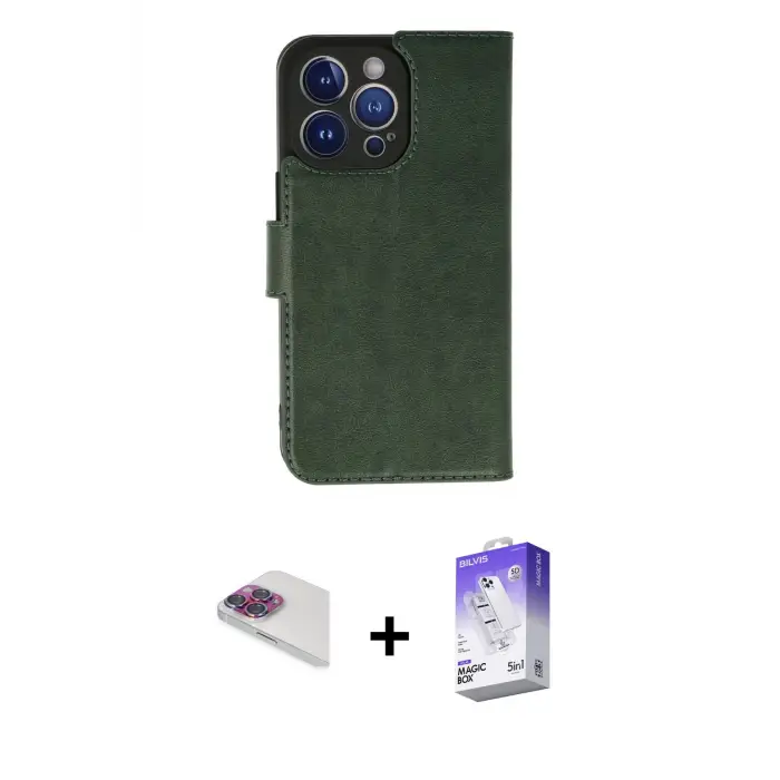 ieg™ iPhone 13 Pro Max Kılıf Siluet Işık Serisi - Siyah Bilvis 5in1 3D Magic Cam Ekran Koruyucu + Pers Alüminyum Kamera Lens - GI