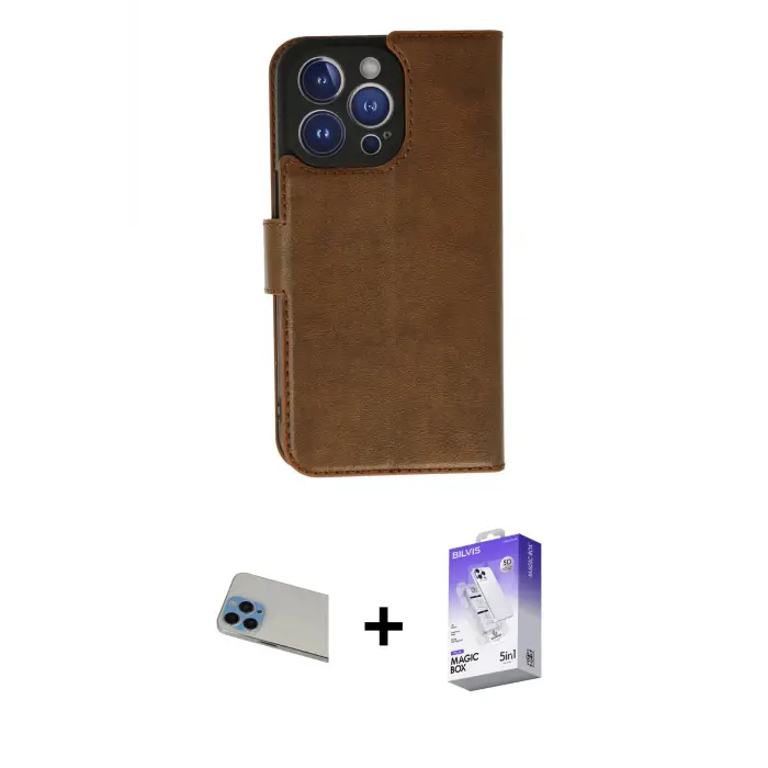 ieg™ iPhone 13 Pro Max Kılıf Siluet Işık Serisi - Siyah Bilvis 5in1 3D Magic Cam Ekran Koruyucu + Rainbow Kamera Lens Koruma Cam - MI