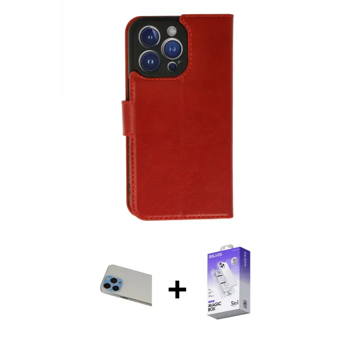 ieg™ iPhone 13 Pro Max Kılıf Siluet Işık Serisi - Siyah Bilvis 5in1 3D Magic Cam Ekran Koruyucu + Rainbow Kamera Lens Koruma Cam - MI